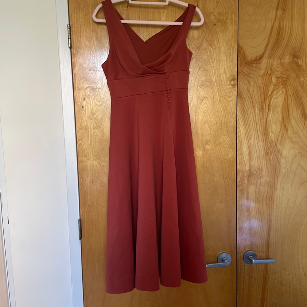 ASOS Coral Midi Dress with Button Detail
